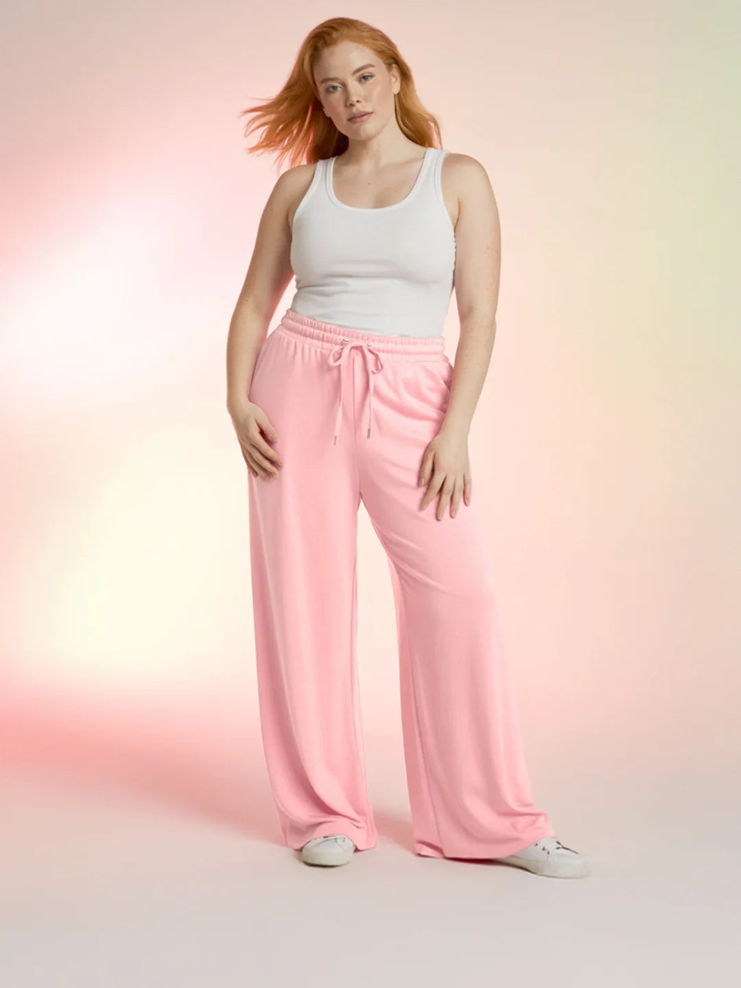 Sunset Peach Flared PJ Pants (Plus Size)