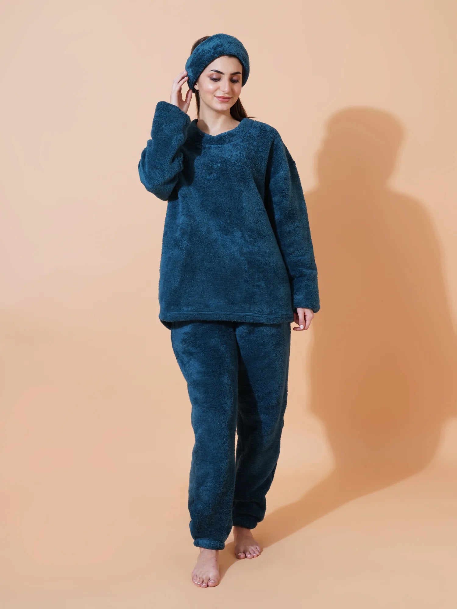 Teal Blue Teddy Winter-Wear Set