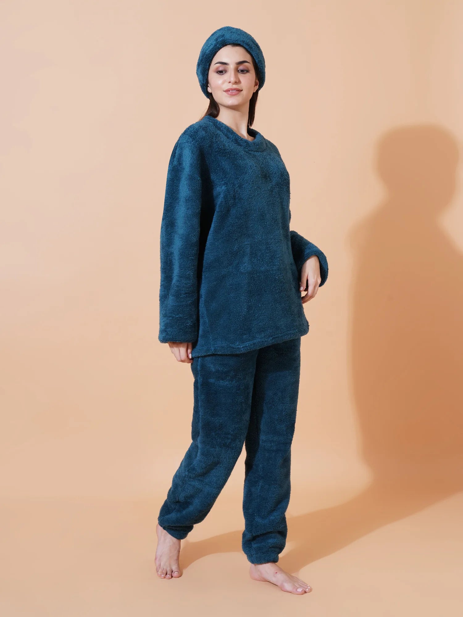 Teal Blue Teddy Winter-Wear Set