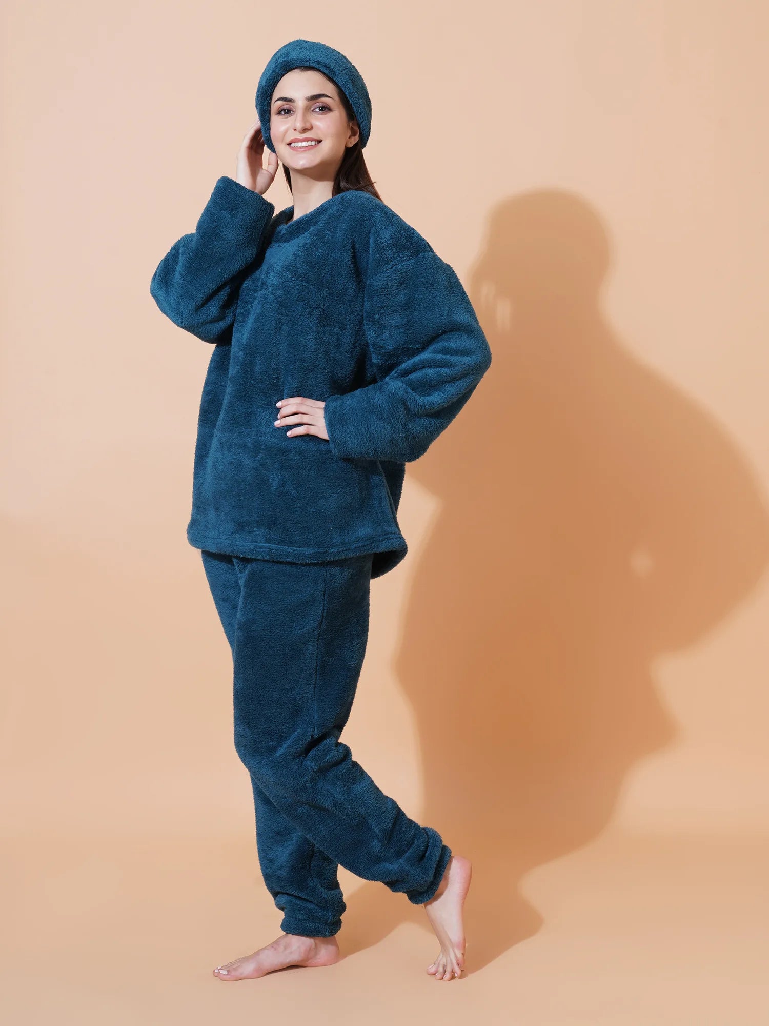 Teal Blue Teddy Winter-Wear Set