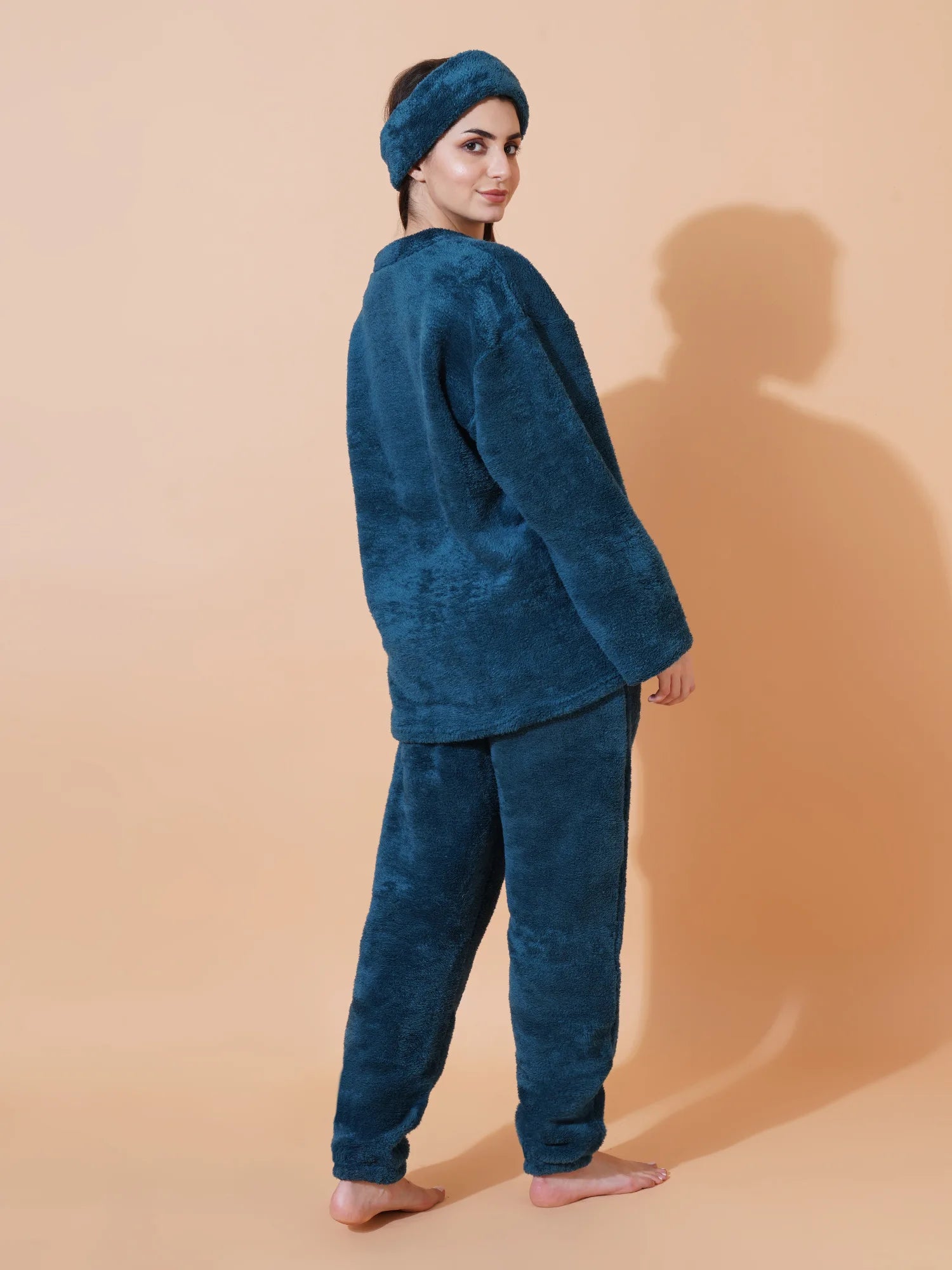 Teal Blue Teddy Winter-Wear Set