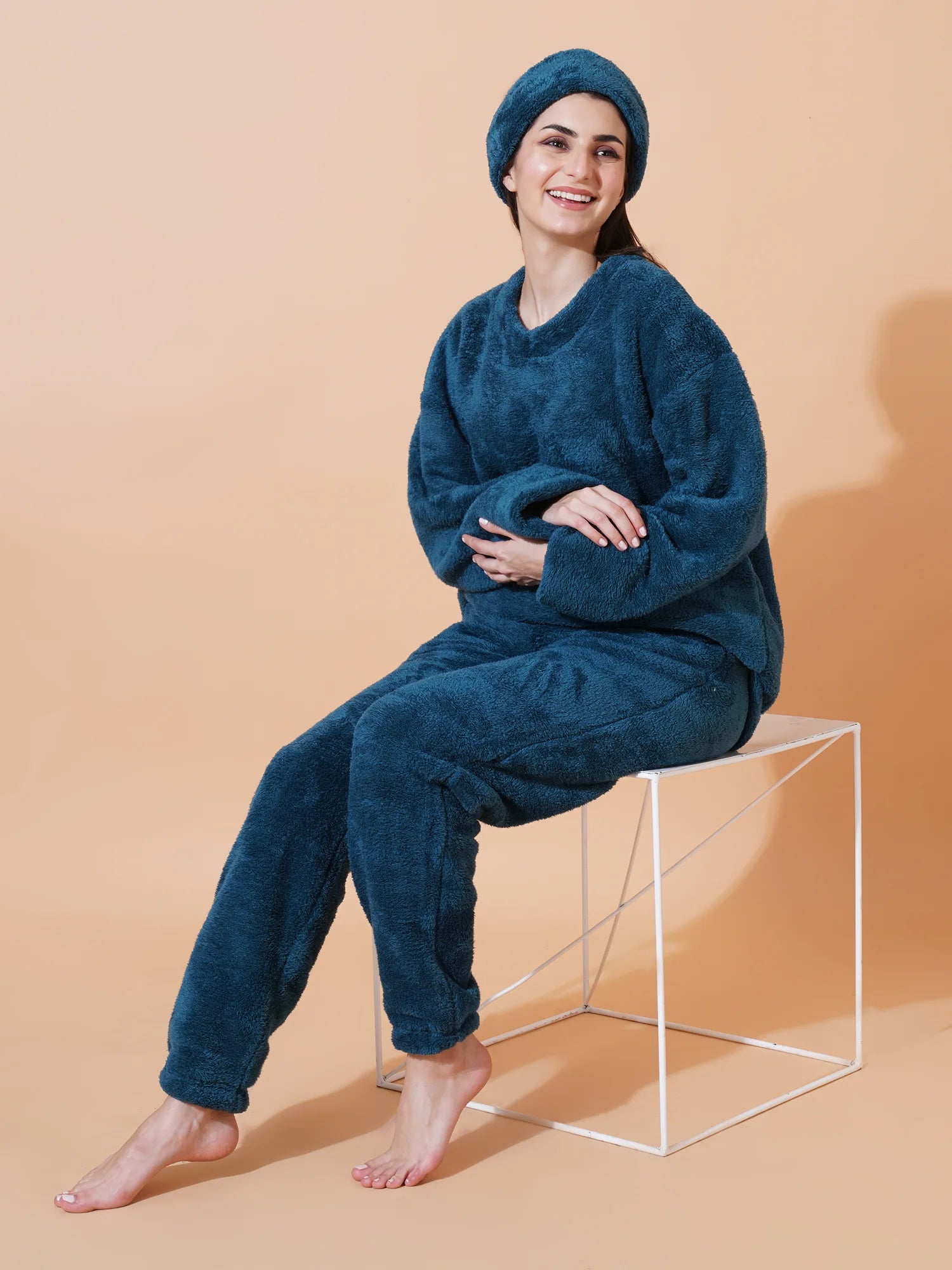 Teal Blue Teddy Winter-Wear Set