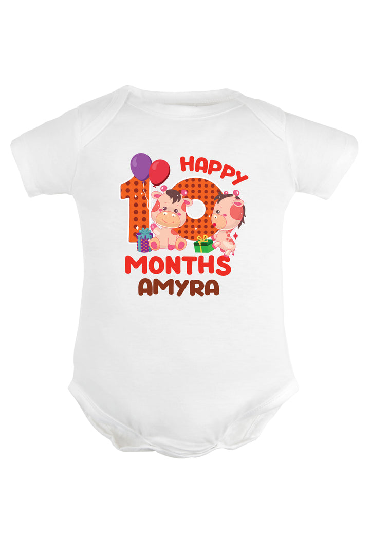 Ten Month Milestone Baby Romper | Onesies - Giraffe w/ Custom Name