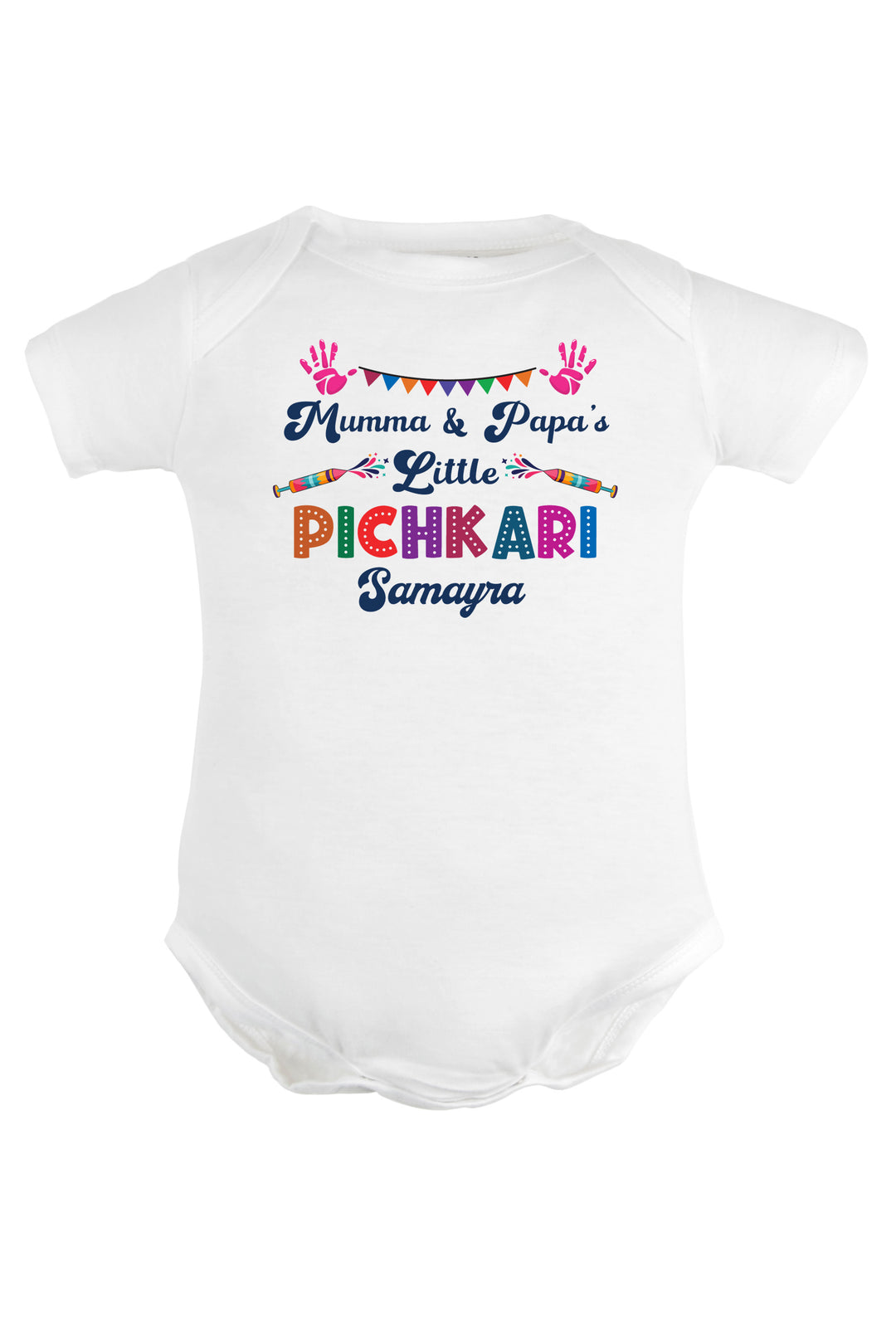 Mumma & Papa Little Pichkari Baby Romper | Onesies w/ Custom Name