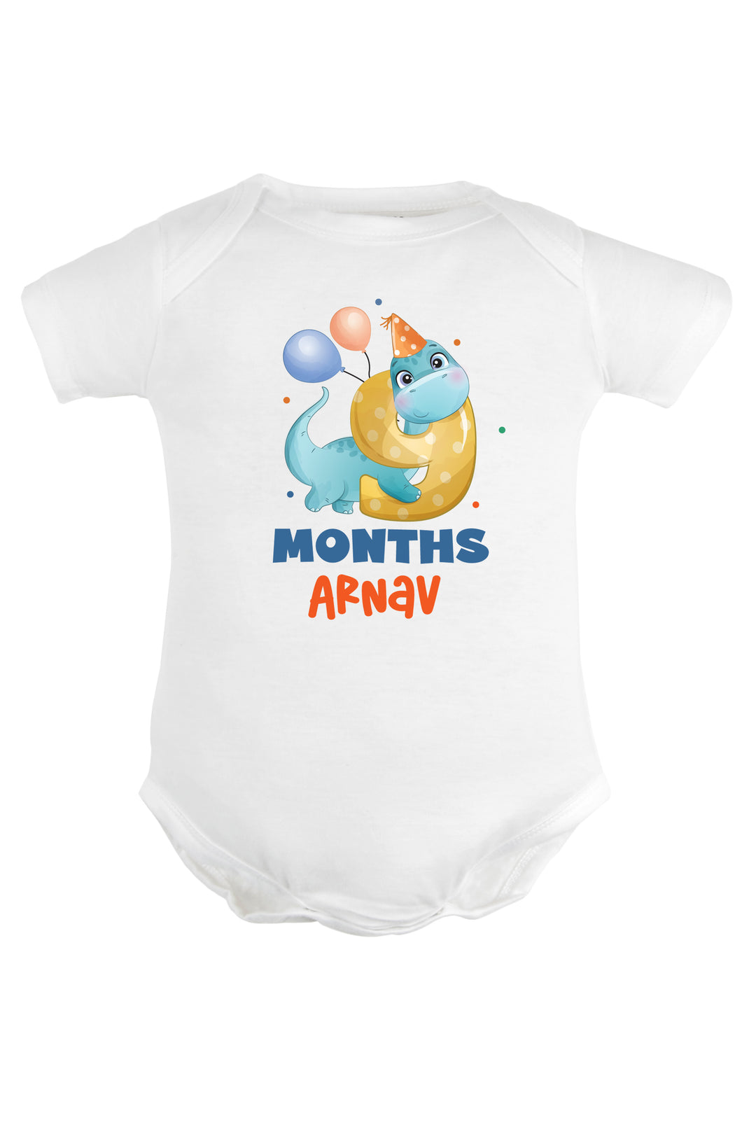 Nine Month Milestone Baby Romper | Onesies - Dino w/ Custom Name