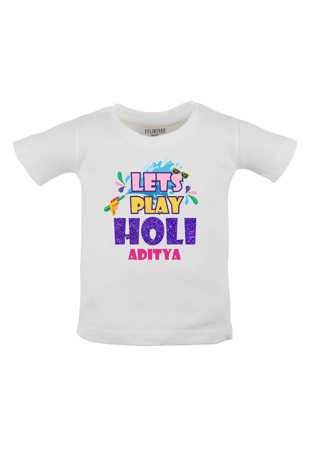 Let's Play Holi Kids T Shirt w/ Custom Name