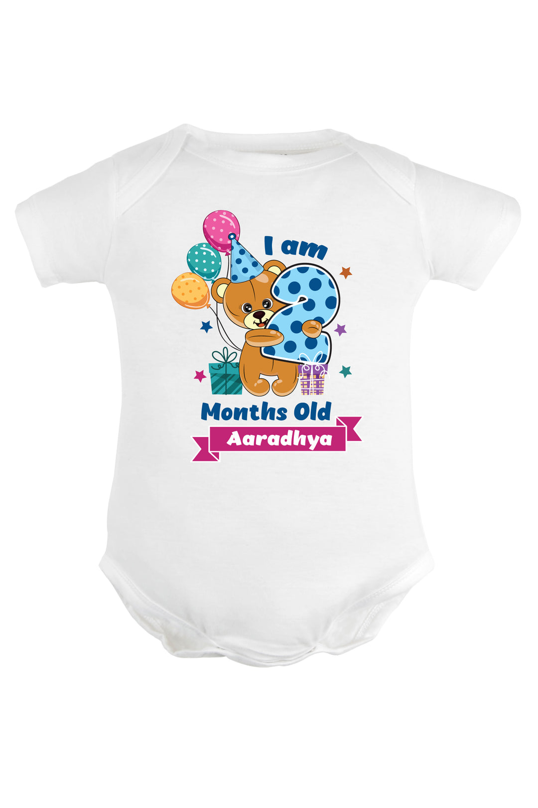 Two Month Milestone Baby Romper | Onesies - Birthday Teddy w/ Custom name