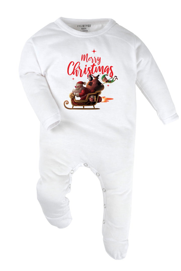 Merry Christmas with Santa's Sleigh Baby Romper | Onesies