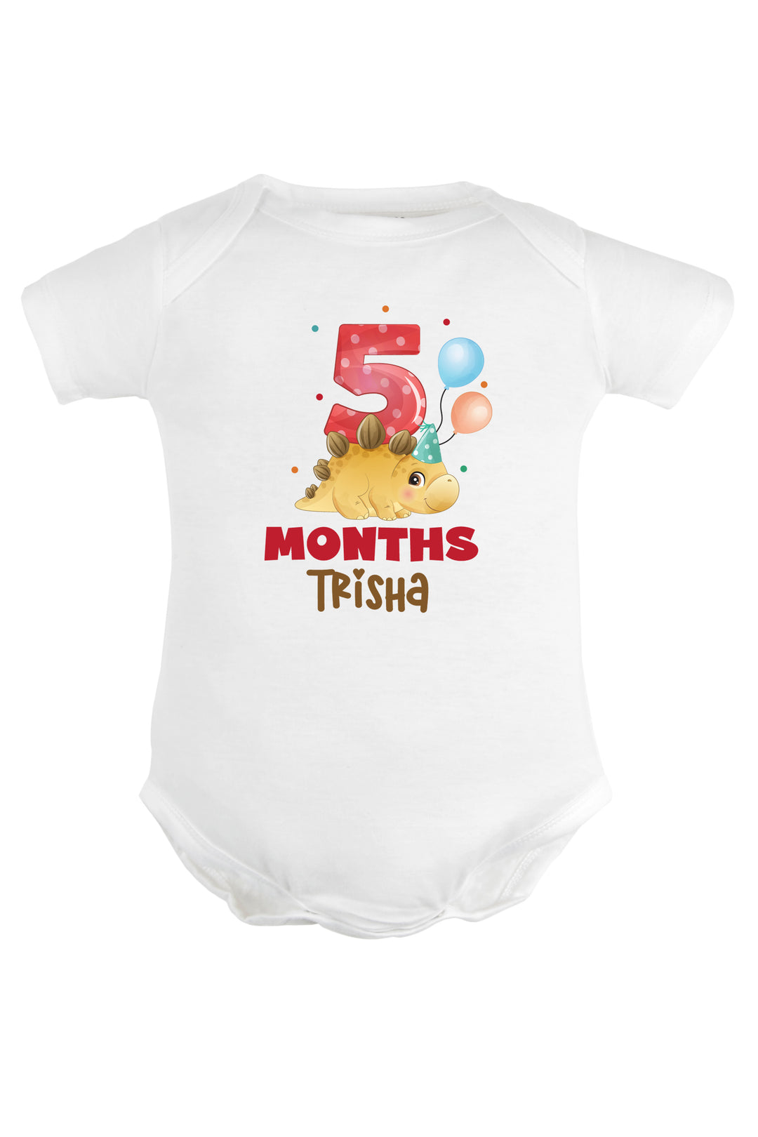 Five Month Milestone Baby Romper | Onesies - Dino w/ Custom Name