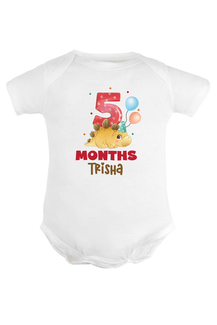 Five Month Milestone Baby Romper | Onesies - Dino w/ Custom Name