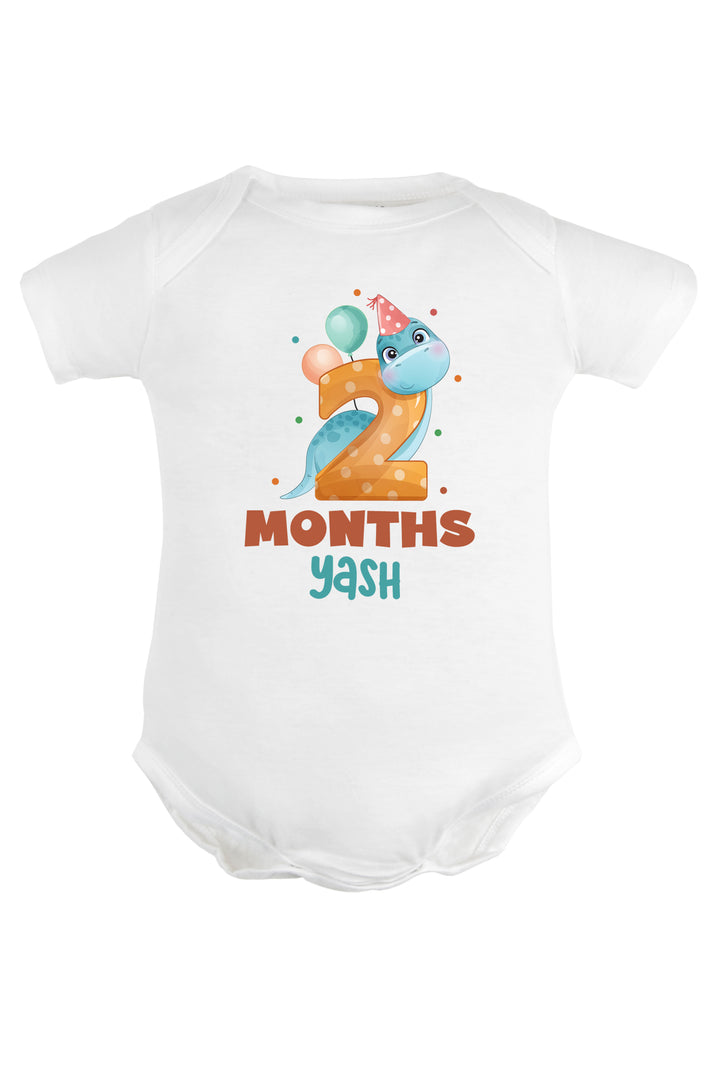 Two Month Milestone Baby Romper | Onesies - Dino w/ Custom name