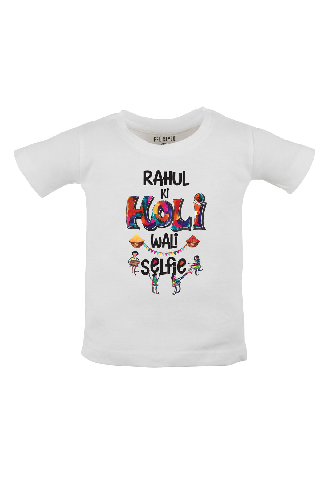 Holi Wali Selfie Kids T Shirt w/ Custom Name