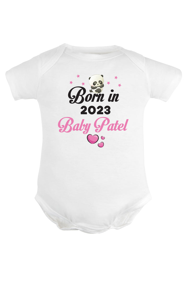 Born In 2023 (Pink) Baby Romper | Onesies w/ Custom Surname