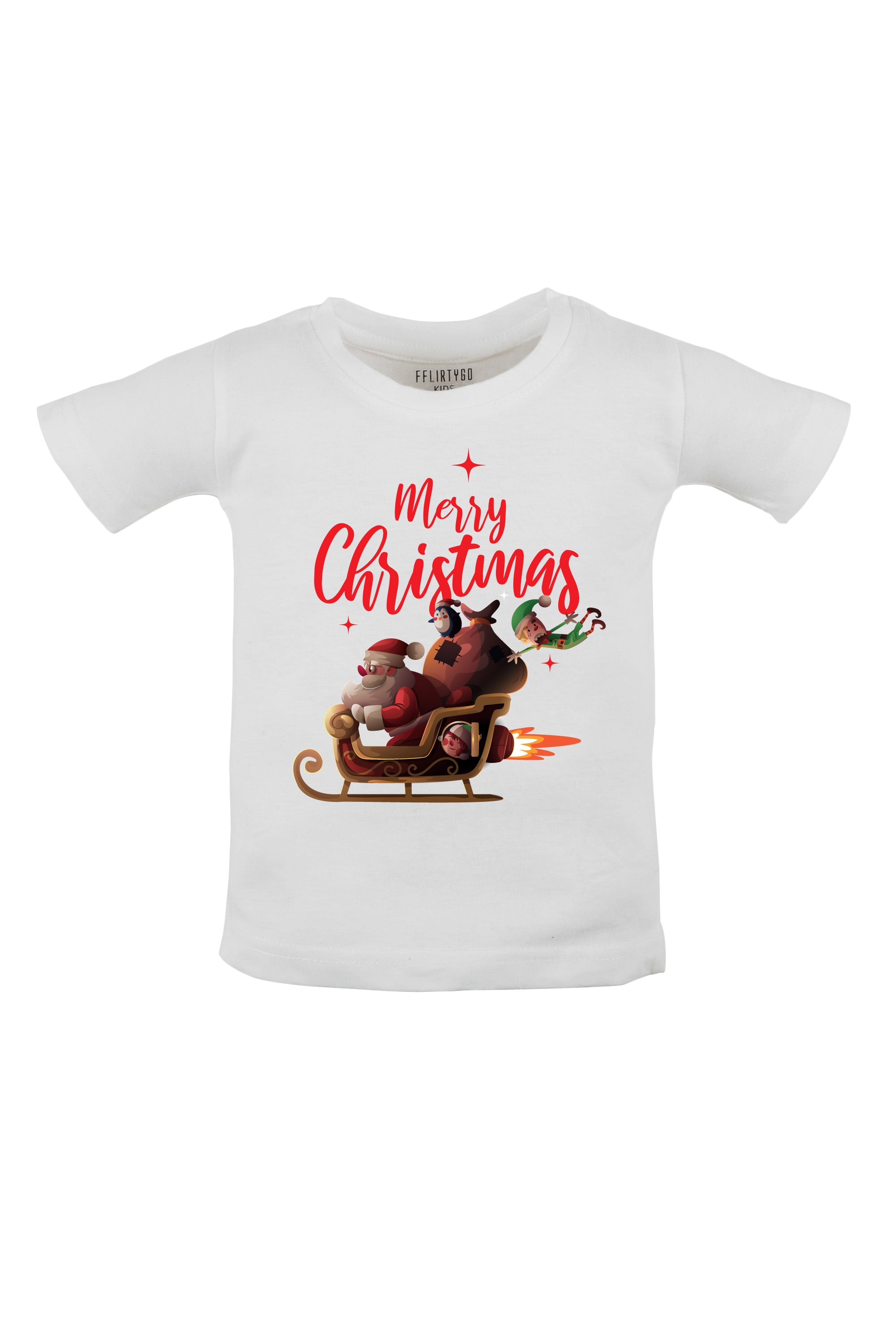 Merry Christmas With Santa Sleigh Kids T Shirt