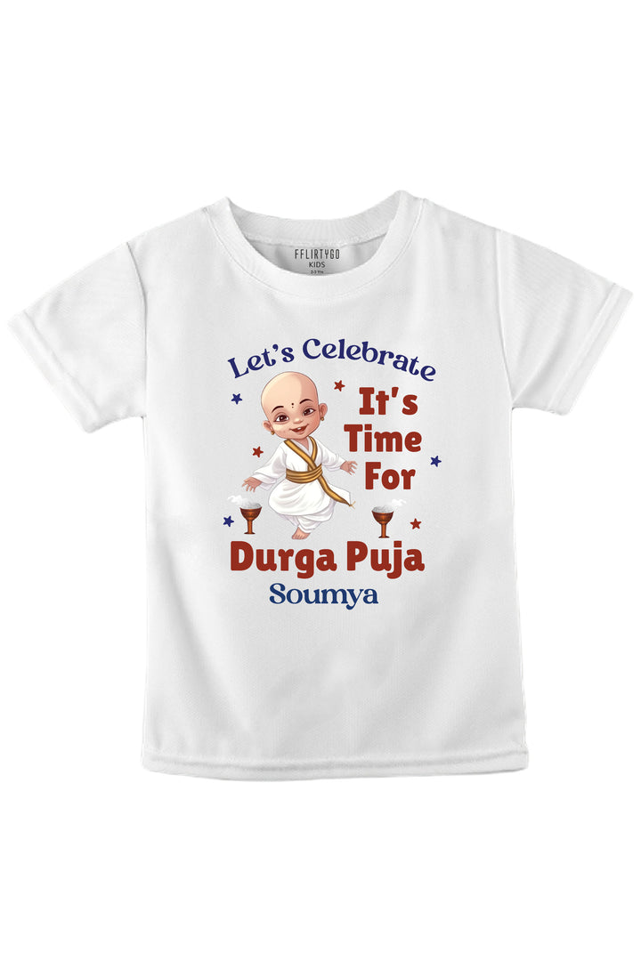 Let's Celebrate It's Time For Durga Puja Kids T Shirt w/ Custom Name