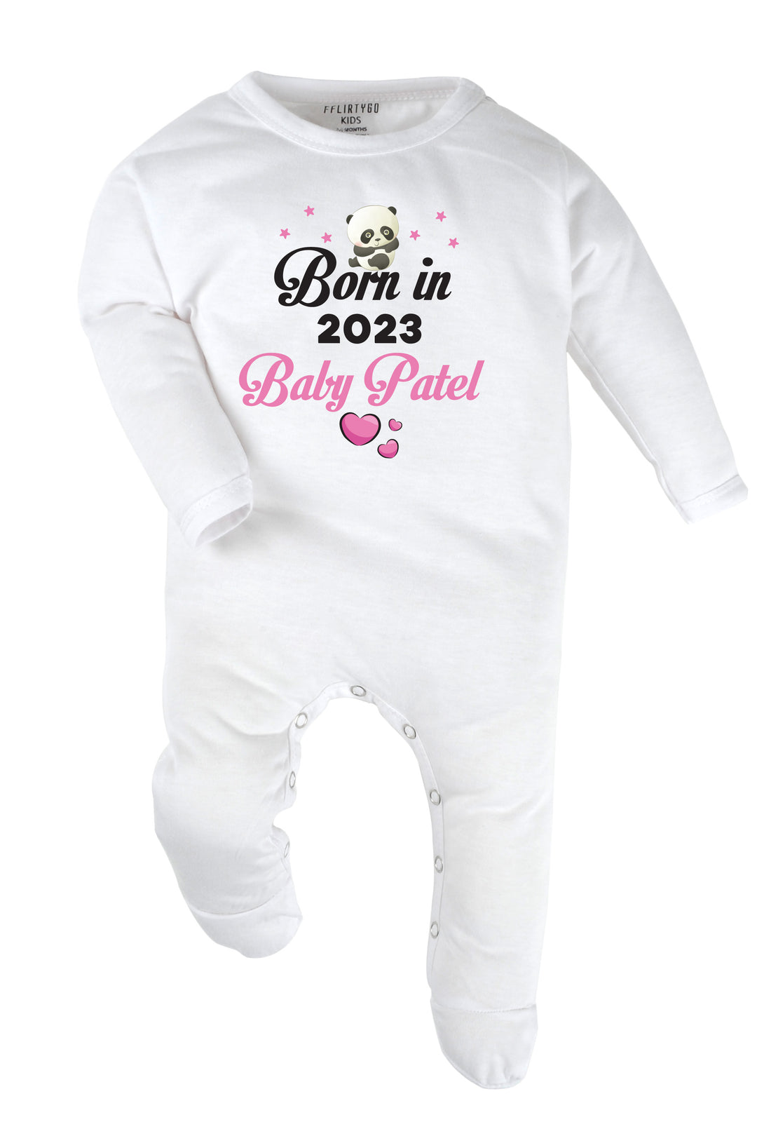 Born In 2023 (Pink) Baby Romper | Onesies w/ Custom Surname