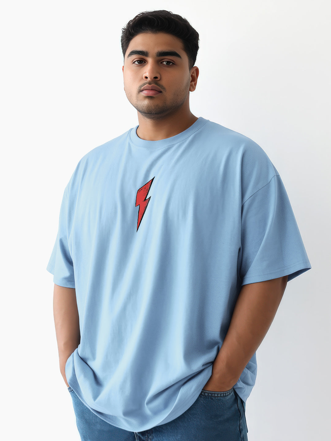 Wild Runs Free Red Puff Printed Mens Oversized T-Shirt