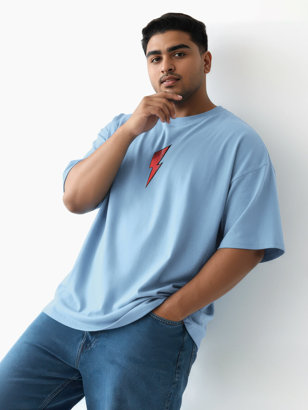 Wild Runs Free Red Puff Printed Mens Oversized T-Shirt