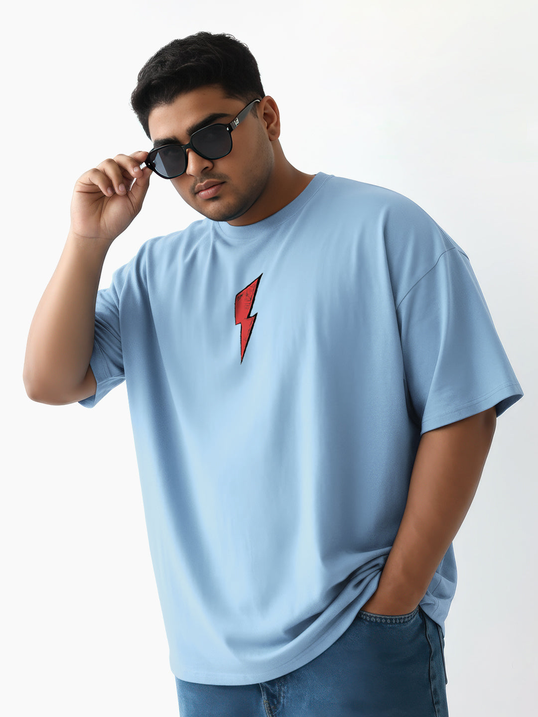 Wild Runs Free Red Puff Printed Mens Oversized T-Shirt