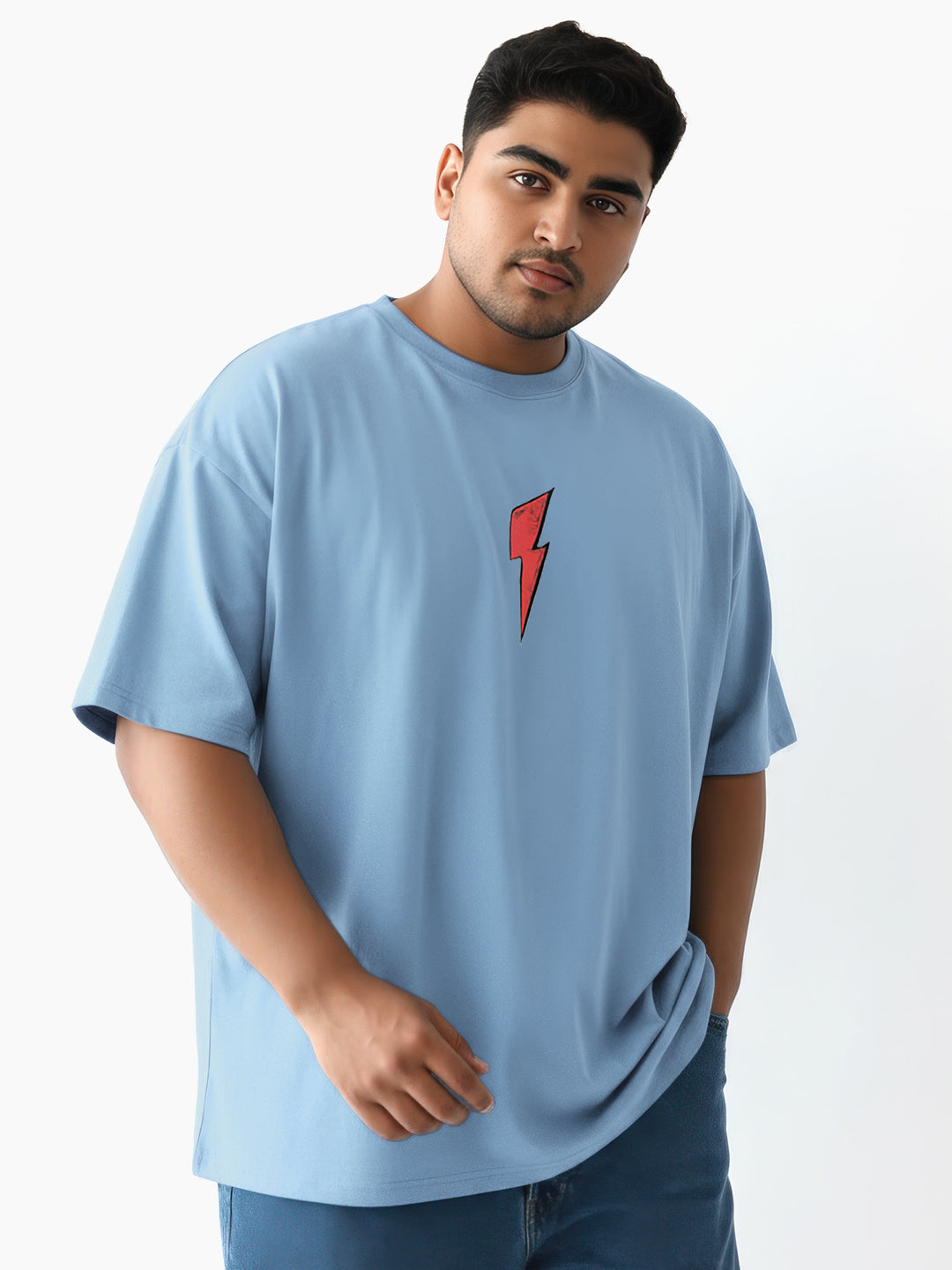 Wild Runs Free Red Puff Printed Mens Oversized T-Shirt