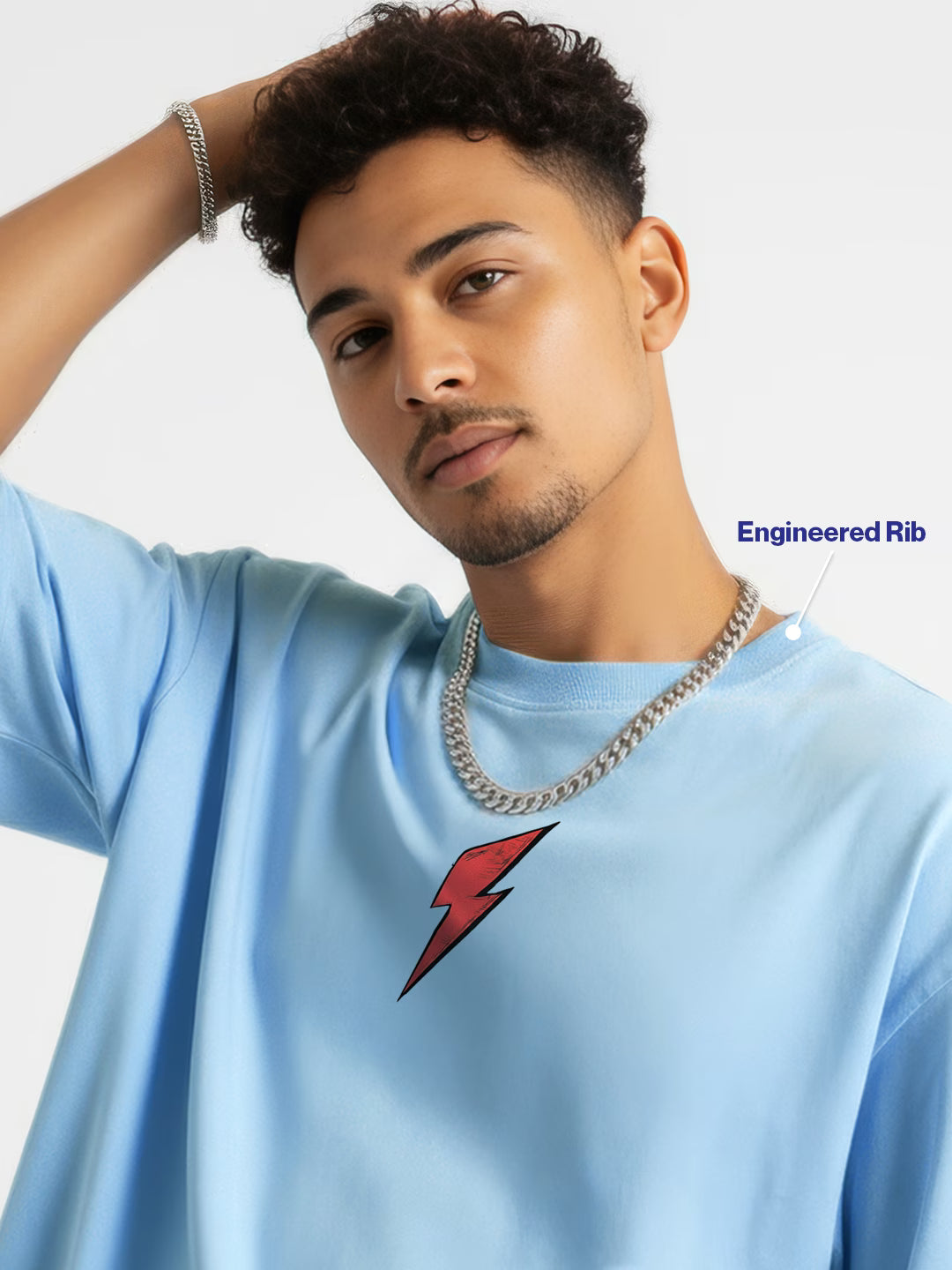 Wild Runs Free Red Puff Printed Men's Oversized T-Shirt