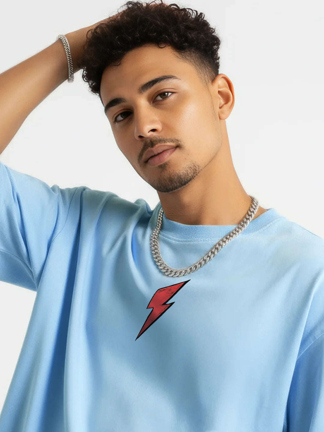 Wild Runs Free Red Puff Printed Mens Oversized T-Shirt