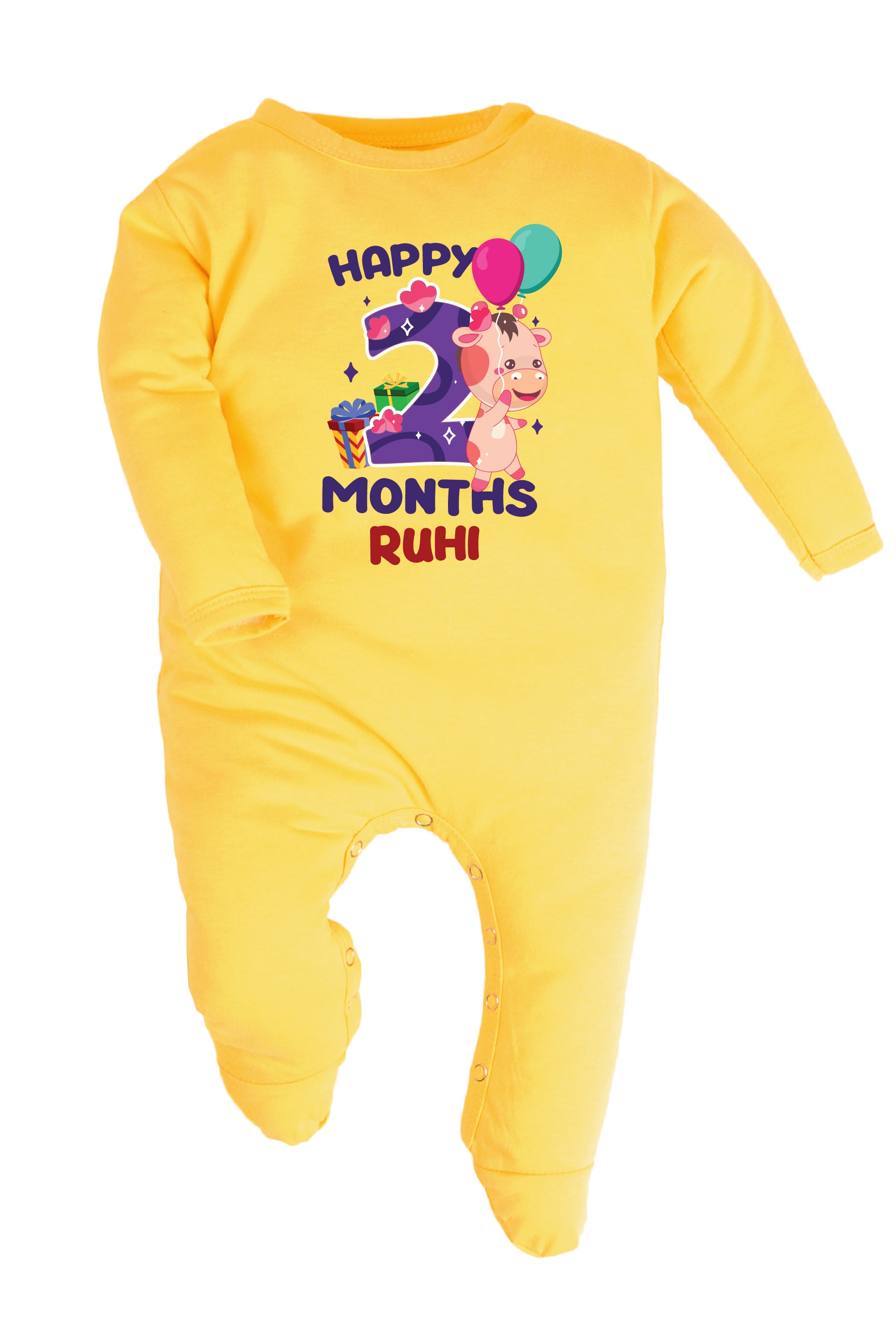 Two Month Milestone Baby Romper | Onesies - Giraffe w/ Custom name