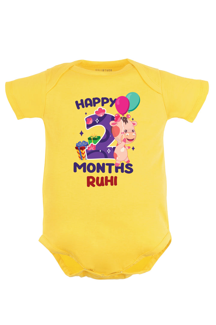 Two Month Milestone Baby Romper | Onesies - Giraffe w/ Custom name