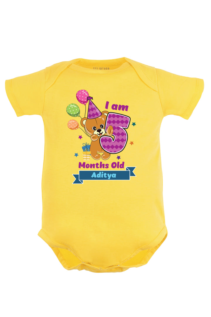 Five Month Milestone Baby Romper | Onesies - Birthday Teddy w/ Custom Name
