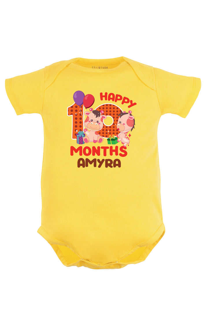 Ten Month Milestone Baby Romper | Onesies - Giraffe w/ Custom Name