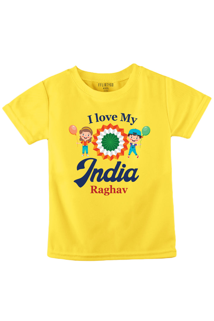 I Love My India Kids T Shirt w/ Custom Name
