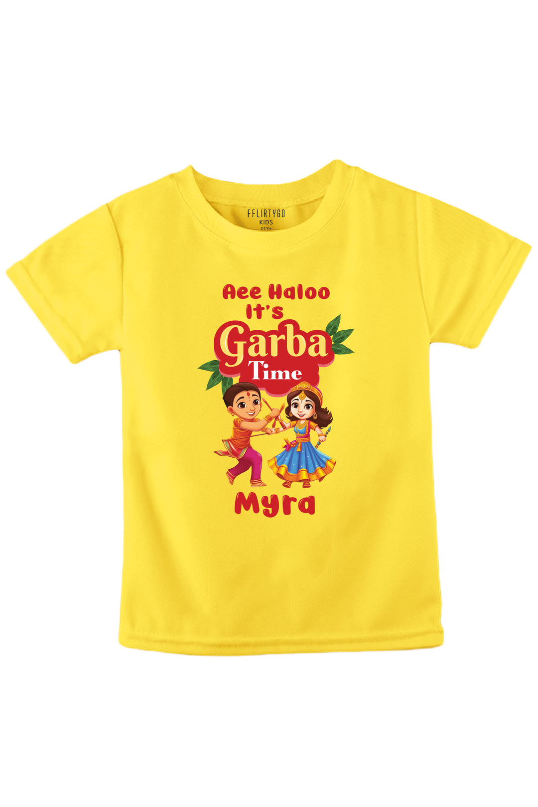 Aee Haloo Garba Time Kids T Shirt w/ Custom Name