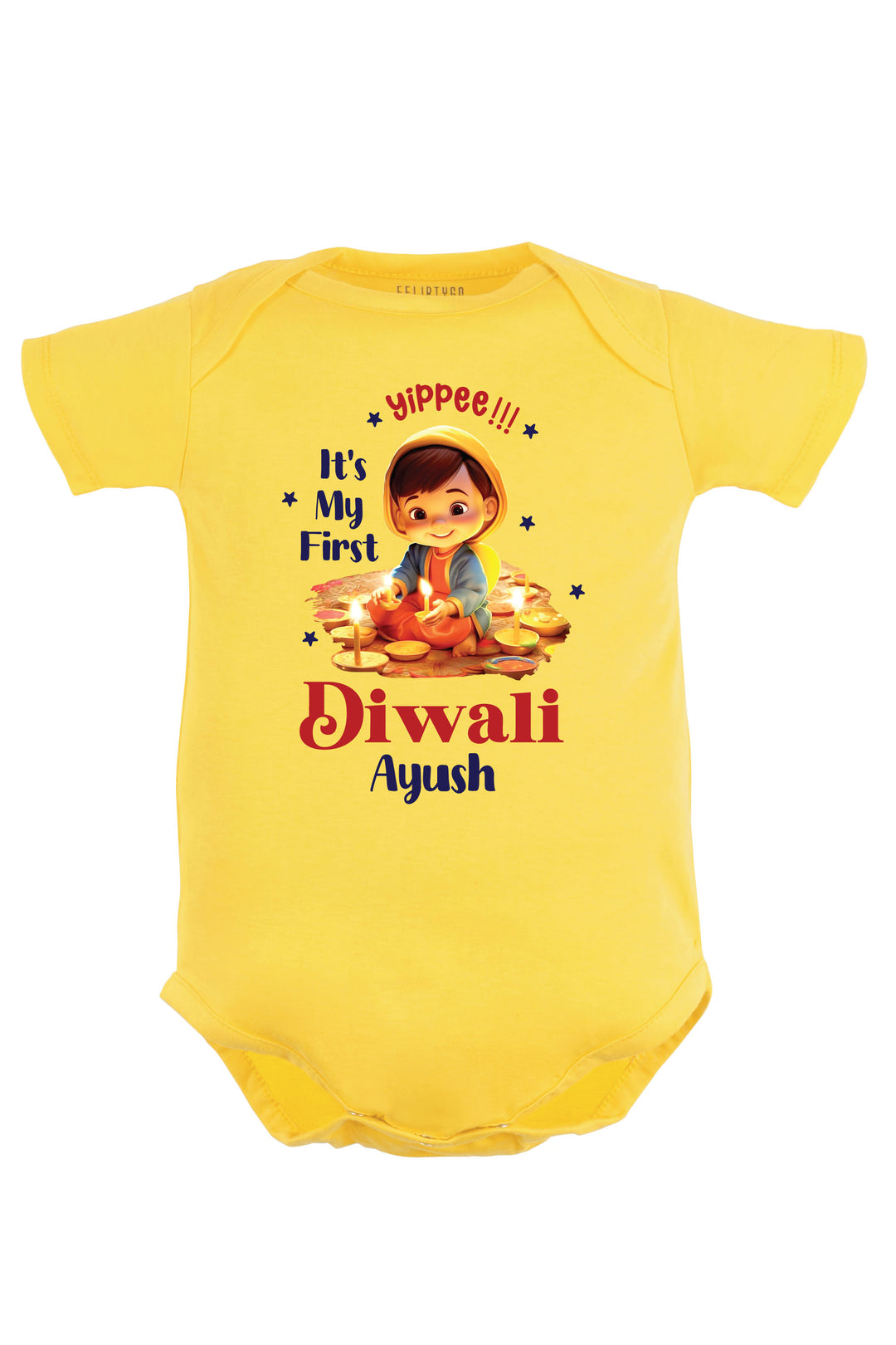 Yippee !!! It's My First Diwali Baby Romper | Onesies w/ Custom Name