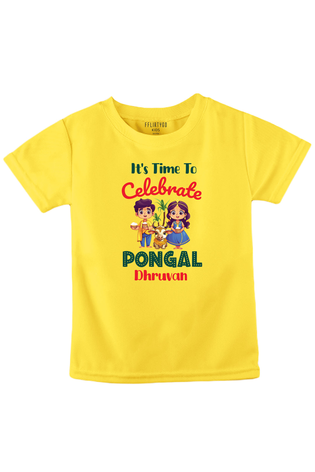 It's Time to Celebrate Pongal Kids T Shirt w/ Custom Name