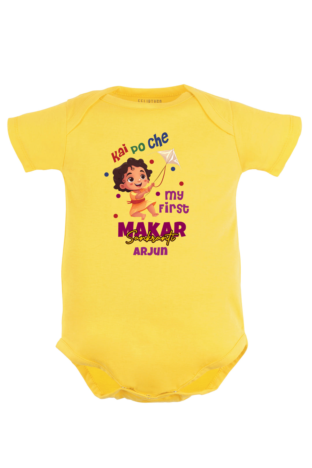 Kai po che my first Makar Sankranti Baby Romper | Onesies w/ Custom Name