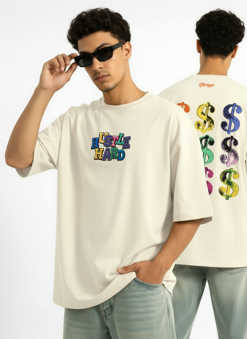Hustle Hard $$$ Mens Oversized T-Shirt