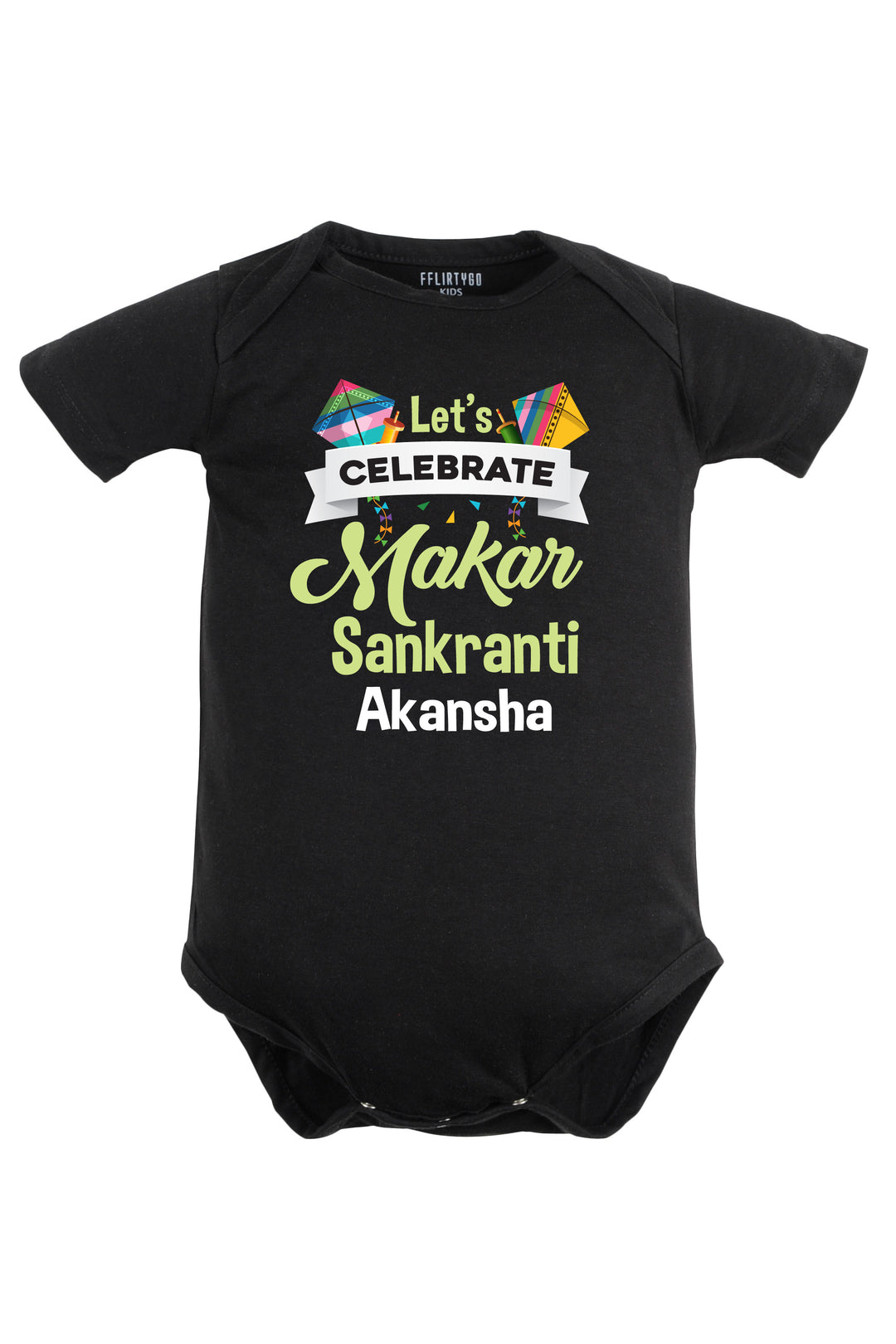 let's Celebrate Makar Sankranti Baby Romper | Onesies w/ Custom Name