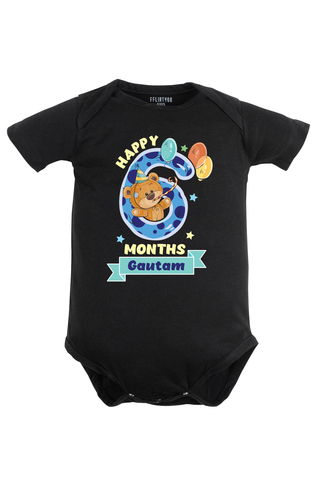 Happy Six Months Milestone Baby Romper | Onesies w/ Custom Name
