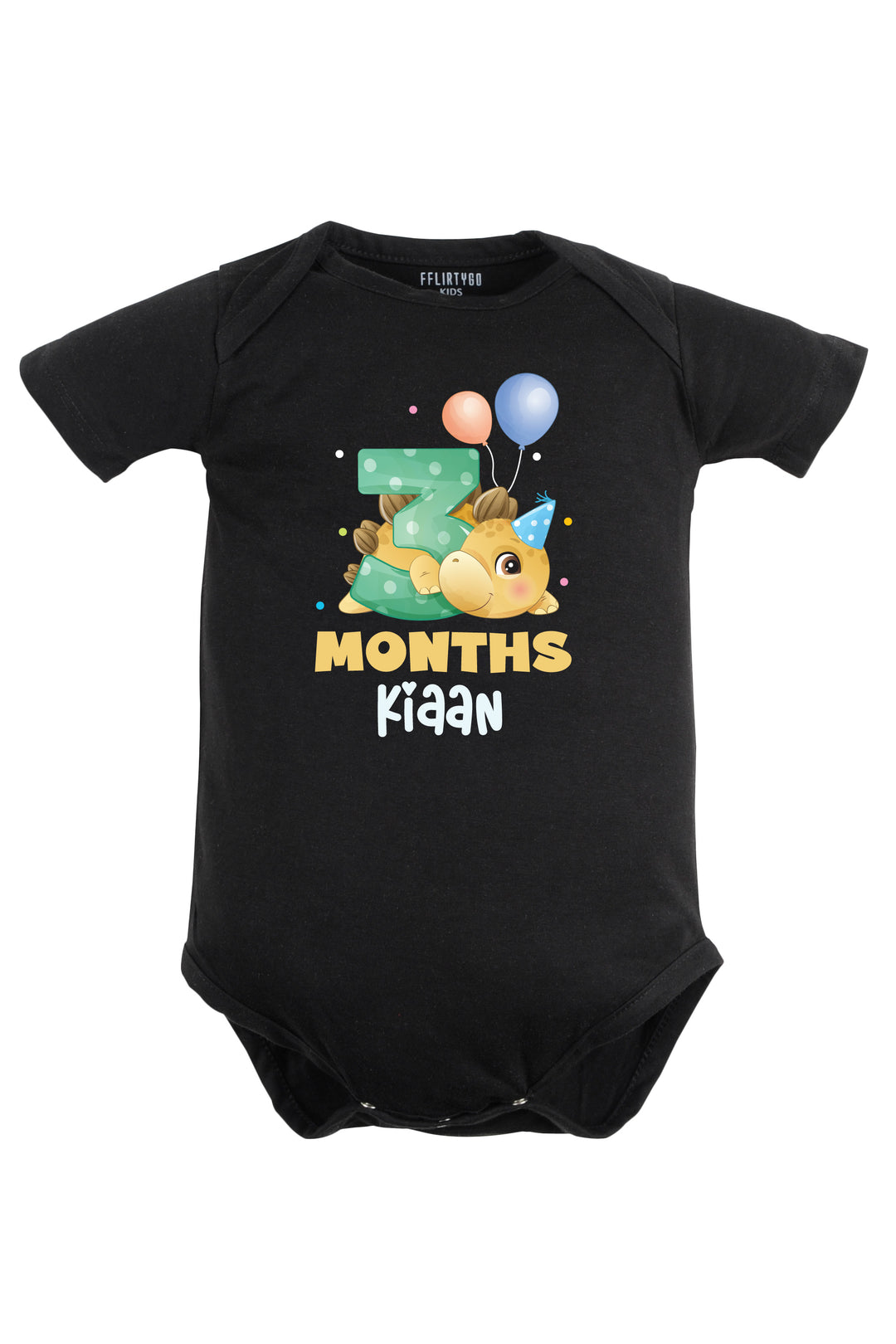 Three Month Milestone Baby Romper | Onesies - Dino w/ Custom Name