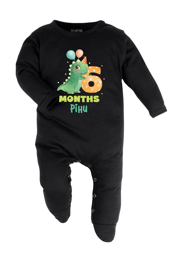 Six Month Milestone Baby Romper | Onesies - Dino w/ Custom Name