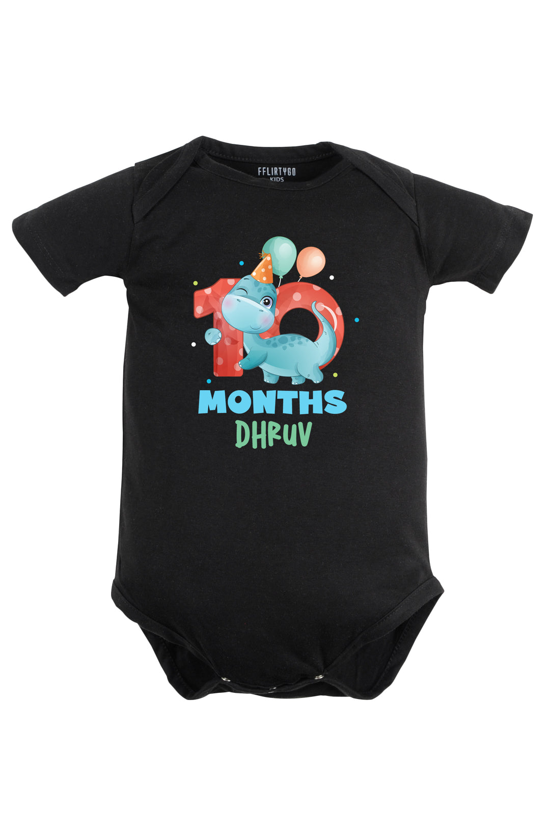 Ten Month Milestone Baby Romper | Onesies - Dino w/ Custom Name