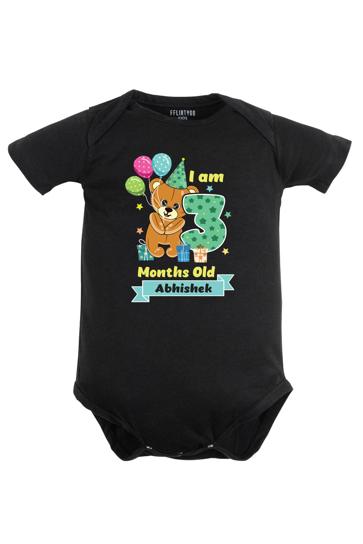 Three Months Milestone Baby Romper | Onesies -  Birthday Teddy w/ Custom Name