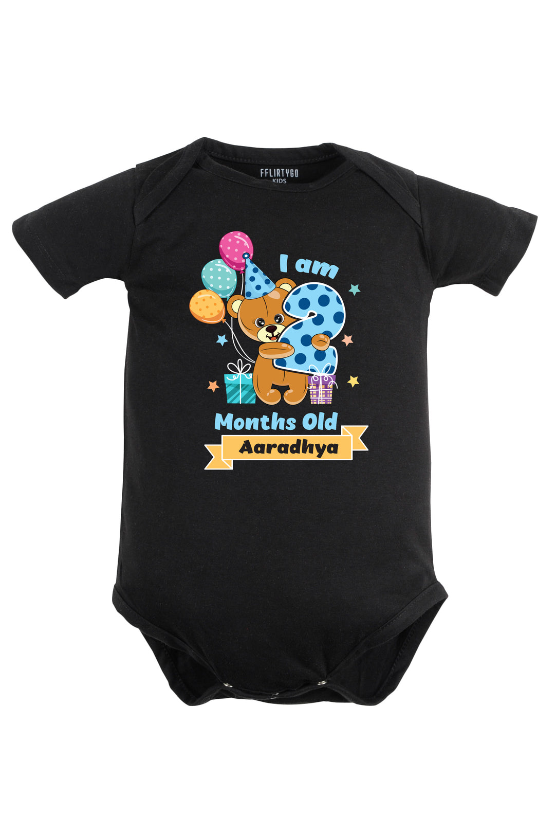 Two Month Milestone Baby Romper | Onesies - Birthday Teddy w/ Custom name