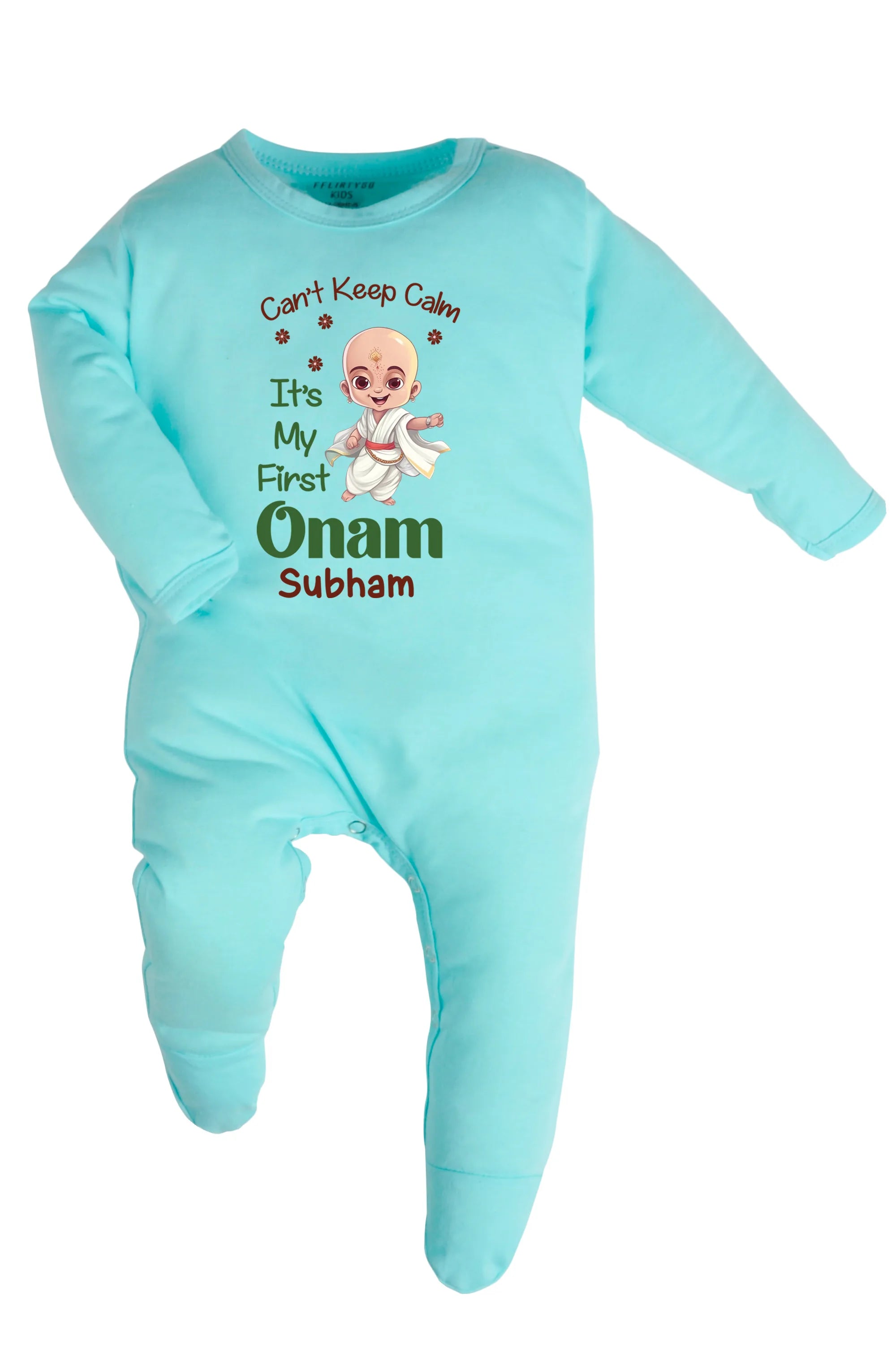 Can't Keep Calm It's My First Onam Baby Romper | Onesies w/ Custom Name