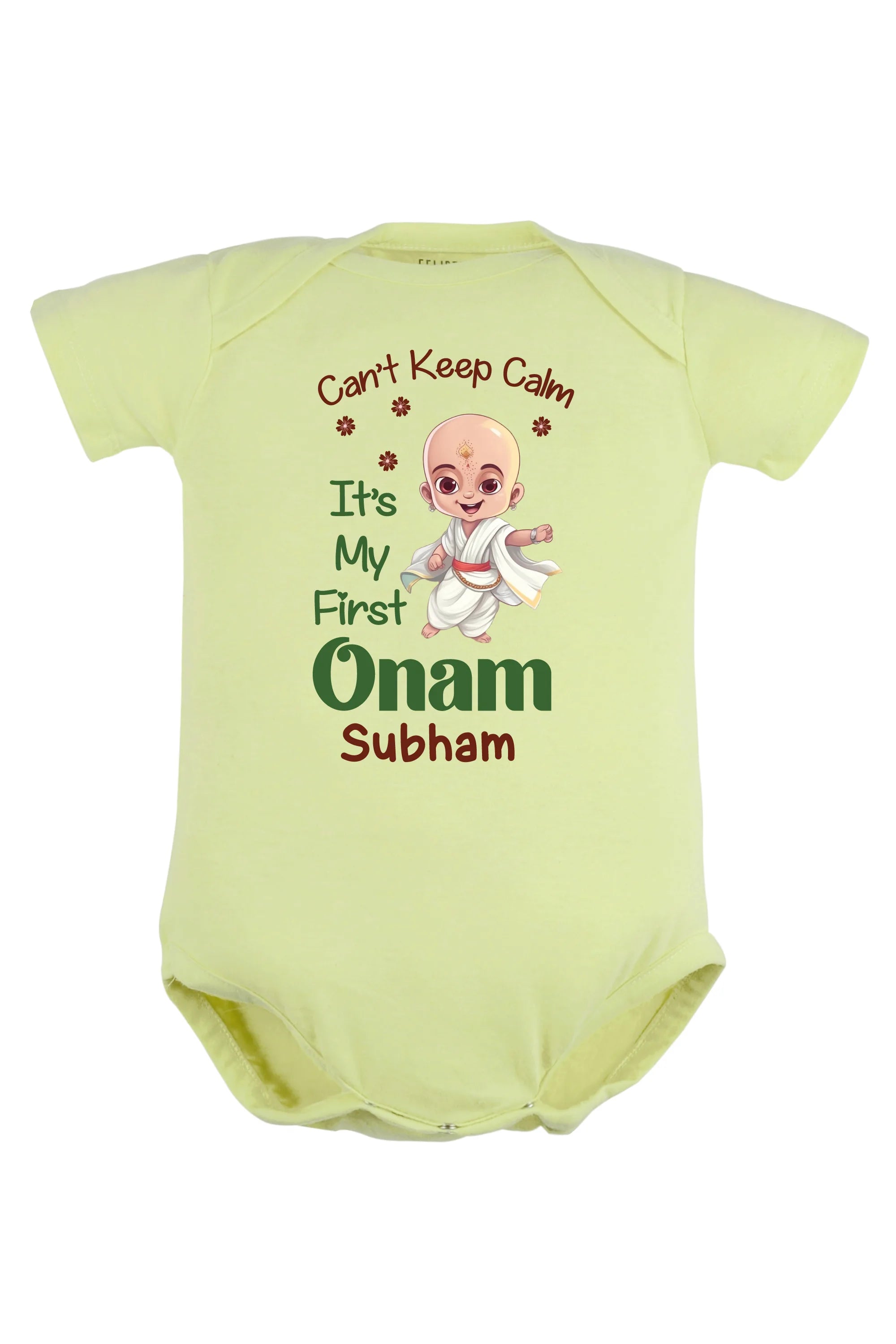Can't Keep Calm It's My First Onam Baby Romper | Onesies w/ Custom Name