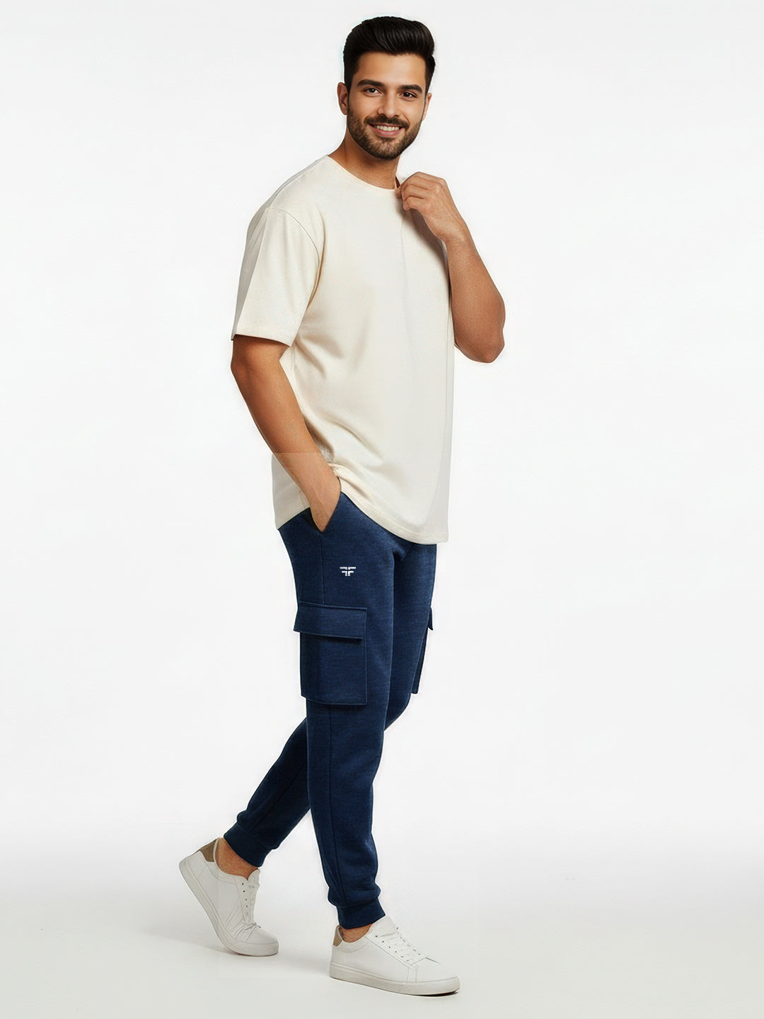 Blue Melange Joggers w/ Box Pockets