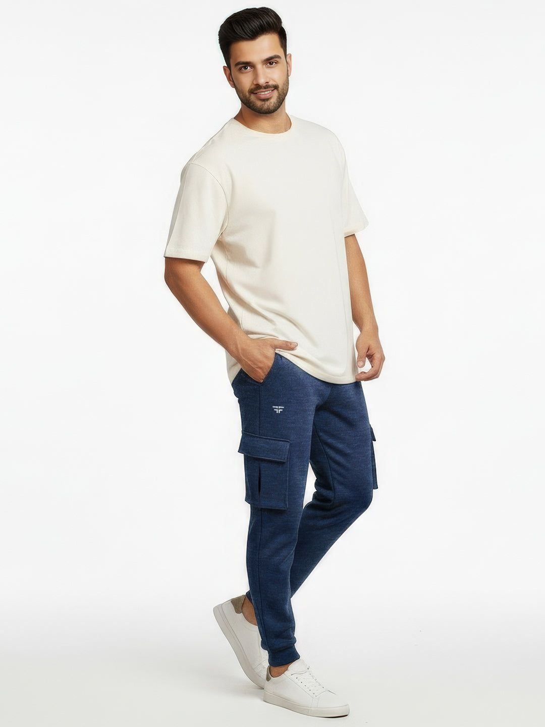 Blue Melange Joggers w/ Box Pockets