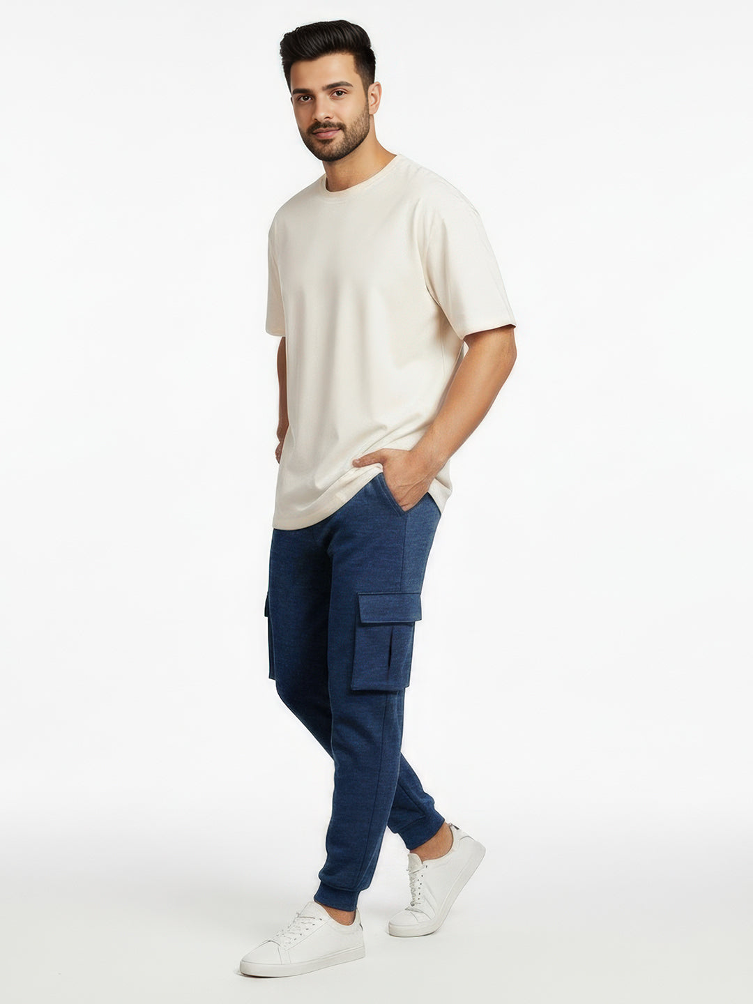 Blue Melange Joggers w/ Box Pockets