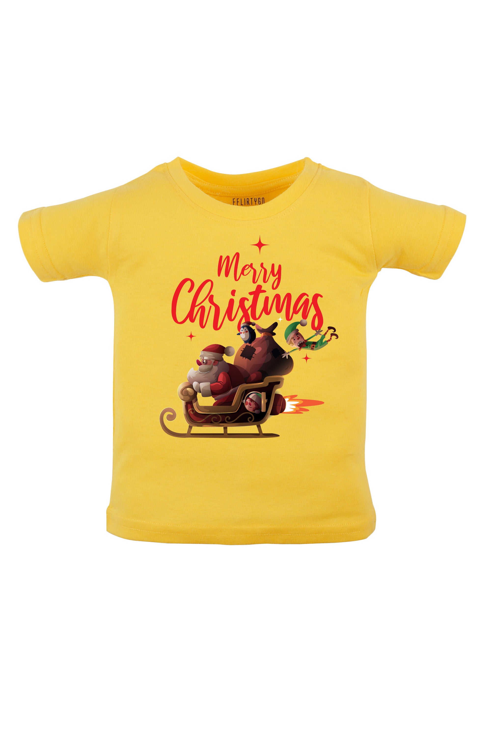 Merry Christmas With Santa Sleigh Kids T Shirt