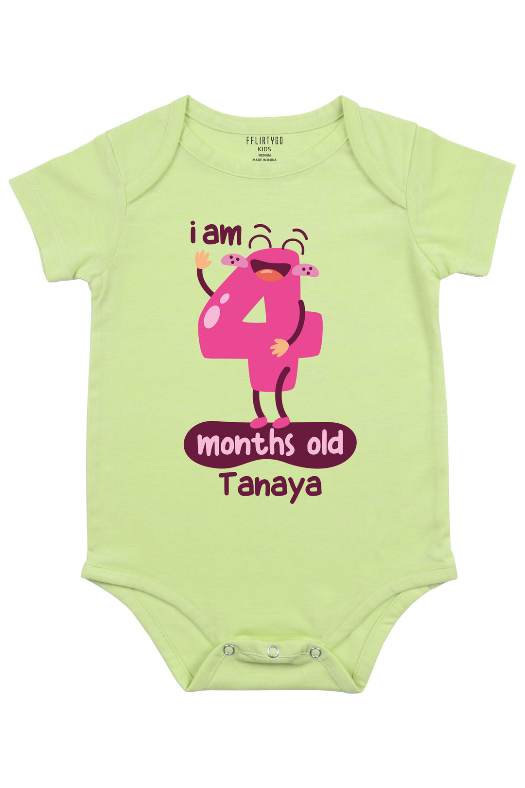 Four Month Milestone Baby Romper | Onesies w/ Custom Name